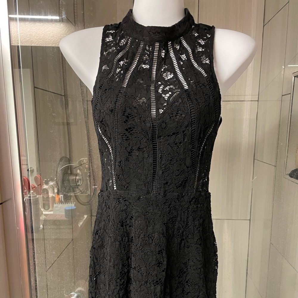 Lush Black Lace Mini Dress